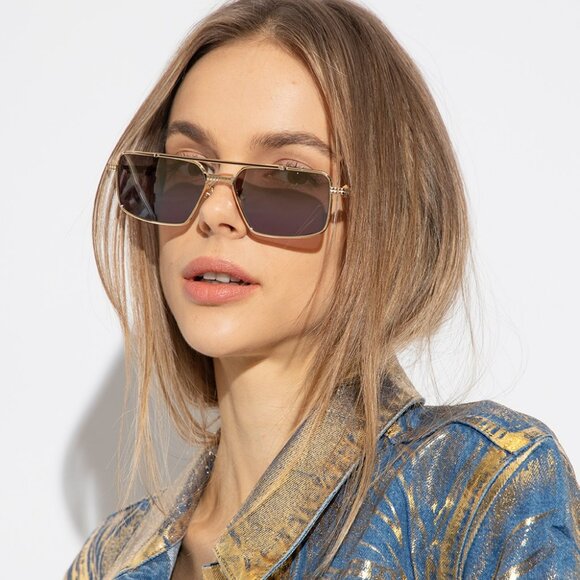 Valentino V-SEI VLS 111B 58 Women Sunglasses Titanium Gold Brown Gradient Mirror - Picture 2 of 12